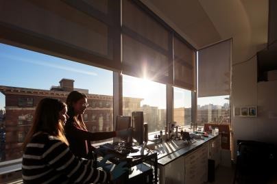 Sunrise through the research lab