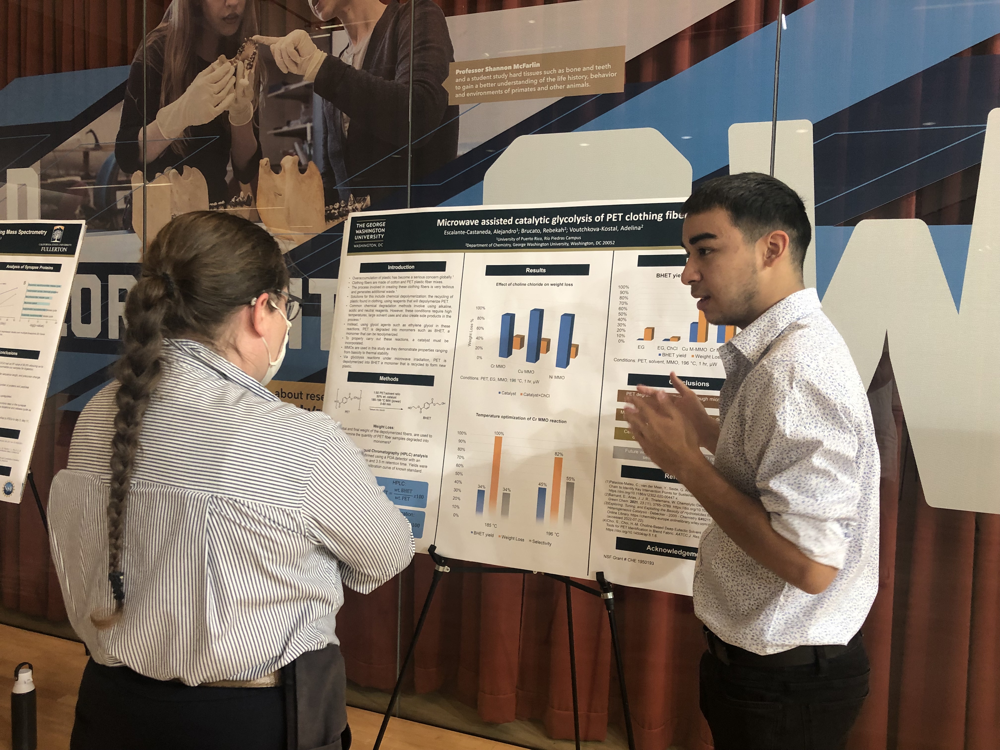 REU researcher presenting to a professor