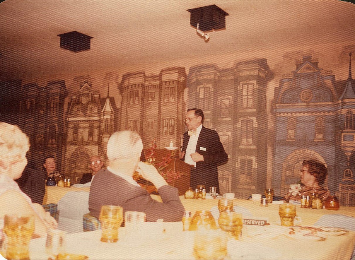 Dr. Naeser at his Retirement Dinner in 1976 at the Student Center Dr. Naeser at his Retirement Dinner in 1976 at the Student Center