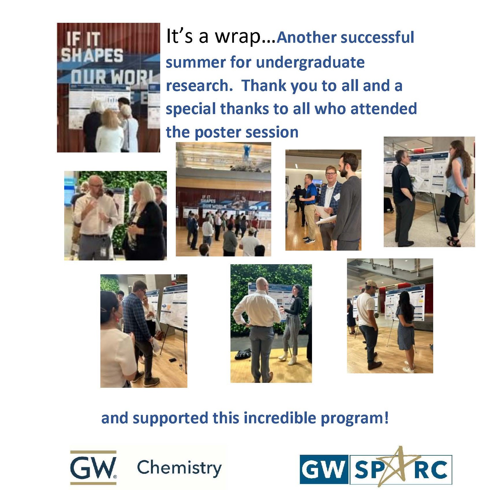 Collage of pictures taken at a poster presentation