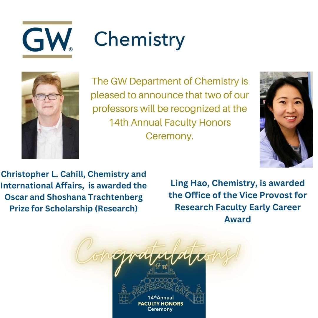 Announcement of the awards bestowed upon Drs. Cahill and Hao