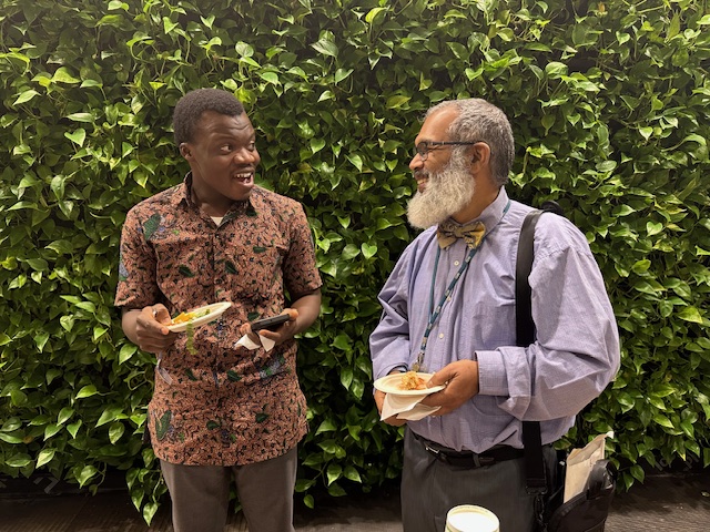 Graduate student and Professor Chating