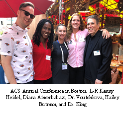 ACS Annual Conference in Boston. L-R: Kenny Heidel, Diana Ainembabazi, Dr. Voutchkova, Hailey Butman and Dr. King