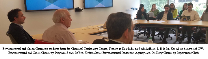 Environmental and Green Chemistry students from the Chemical Toxicology Course, present to key industry stakeholders