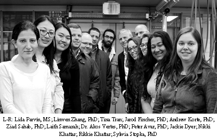 L-R: Lida Parvin, Linwen Zhang, Tina Tran, Jarod Fincher, Andrew Korte, Ziad Sahab, Laith Samarah, Dr. Akos Vertes, Peter Avar, Jackie Dyer, Nikki Khattar, Rikkie Khattar, Sulvia Stopka