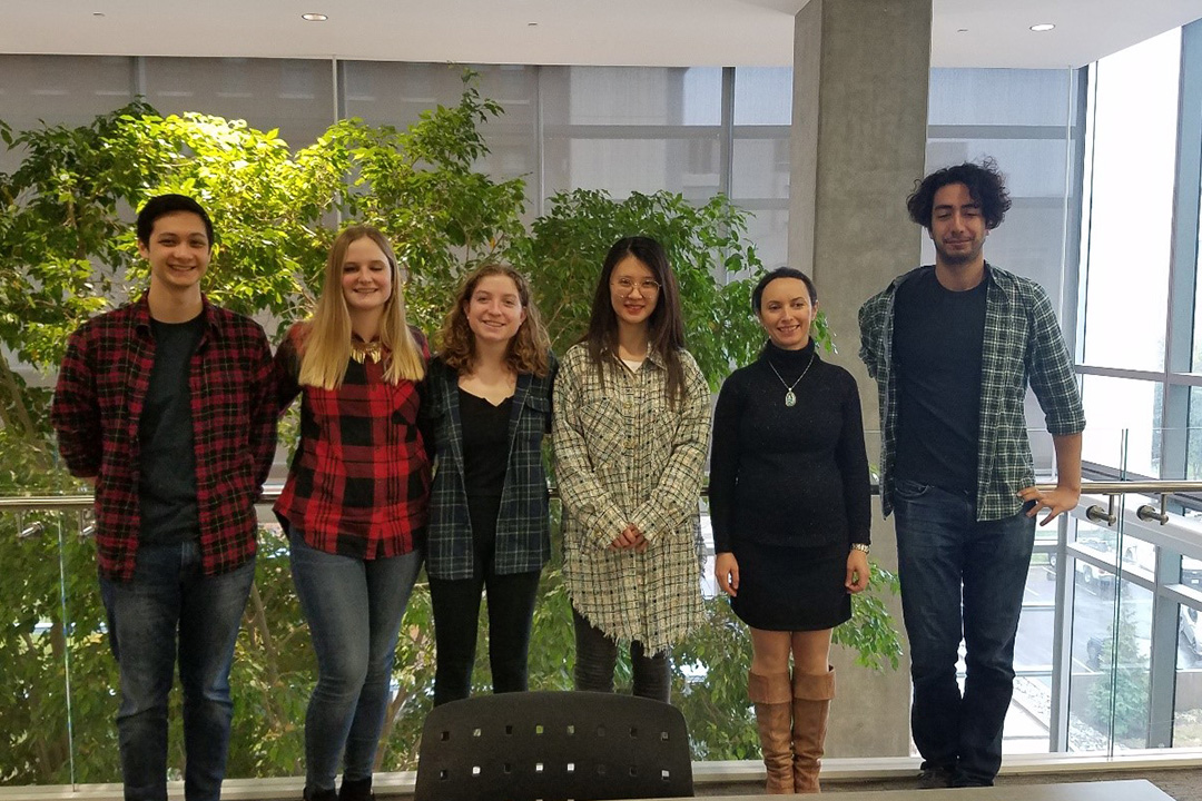 (L-R) Chris Reid, Rebekah Brucato, Kiera Culley, Kai Wang, Dr. Voutchkova and Ege Ipek