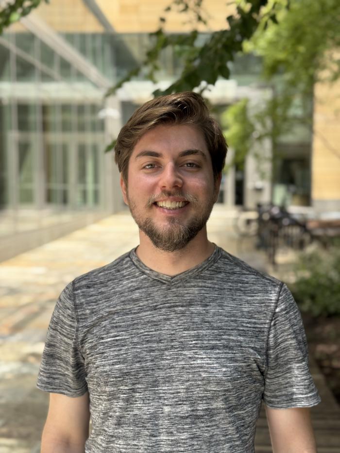 Benjamin Maybaum outside of the Science and Engineering building