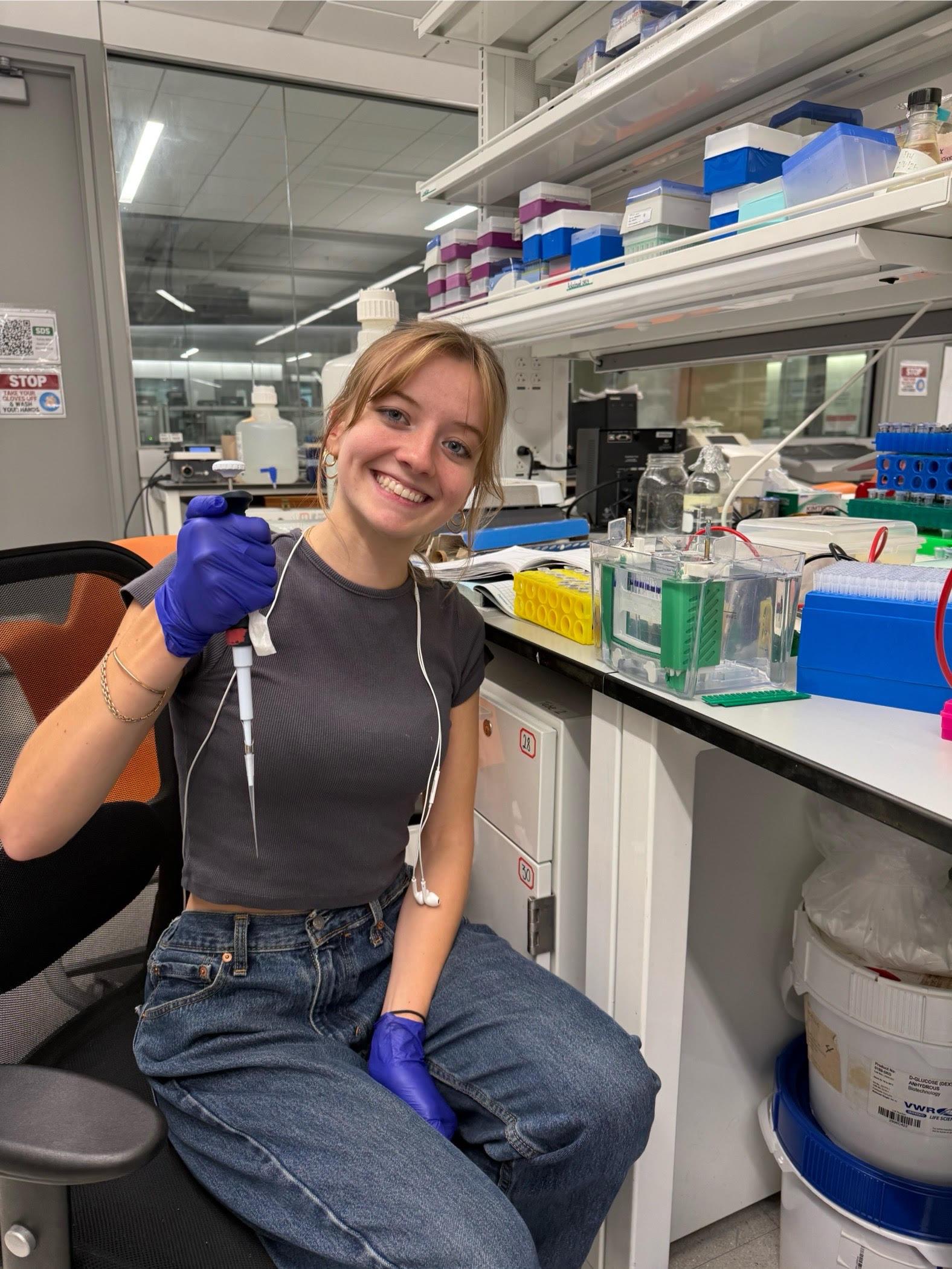 Undergraduate Researcher in the lab