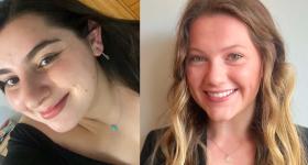 Headshots of cognitive neuroscience major Lily Reck (left) and chemistry major Nora Houseman (right), participants in the Columbian College STEM Summer Laboratory Internship Program